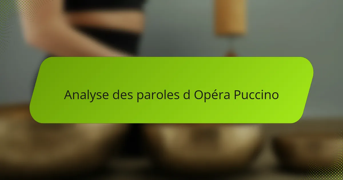 Analyse des paroles d Opéra Puccino