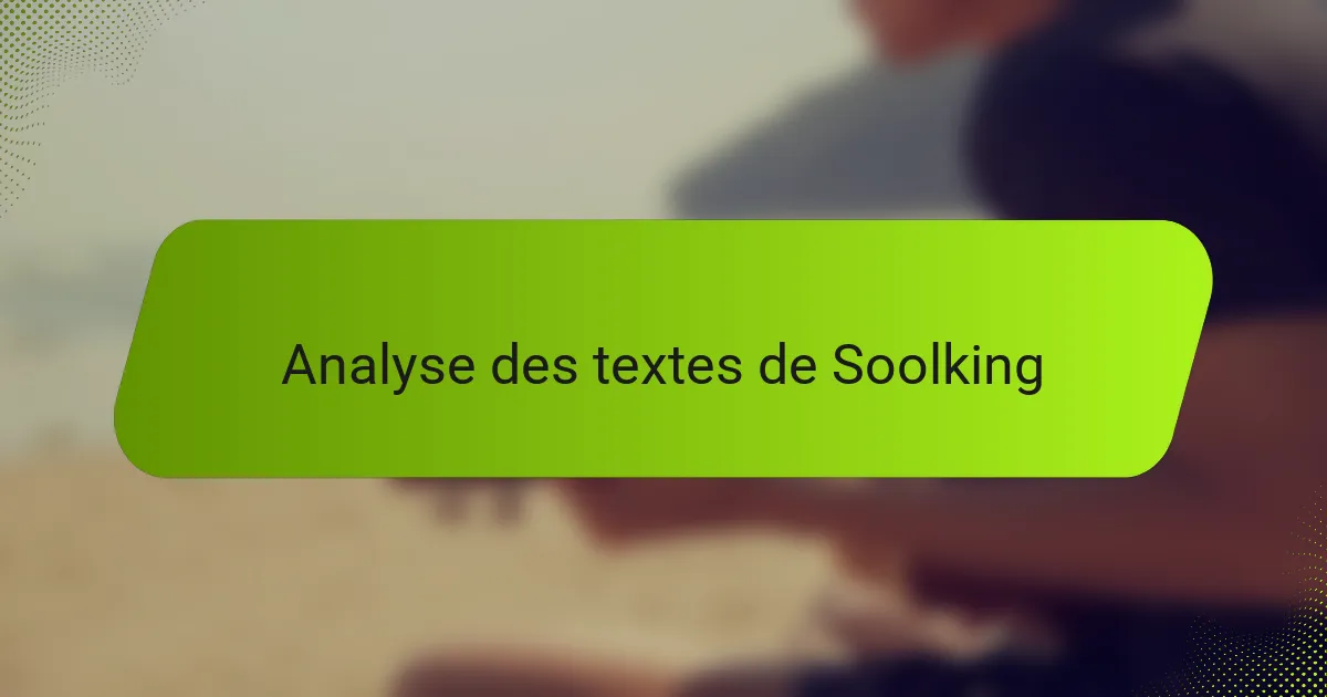 Analyse des textes de Soolking