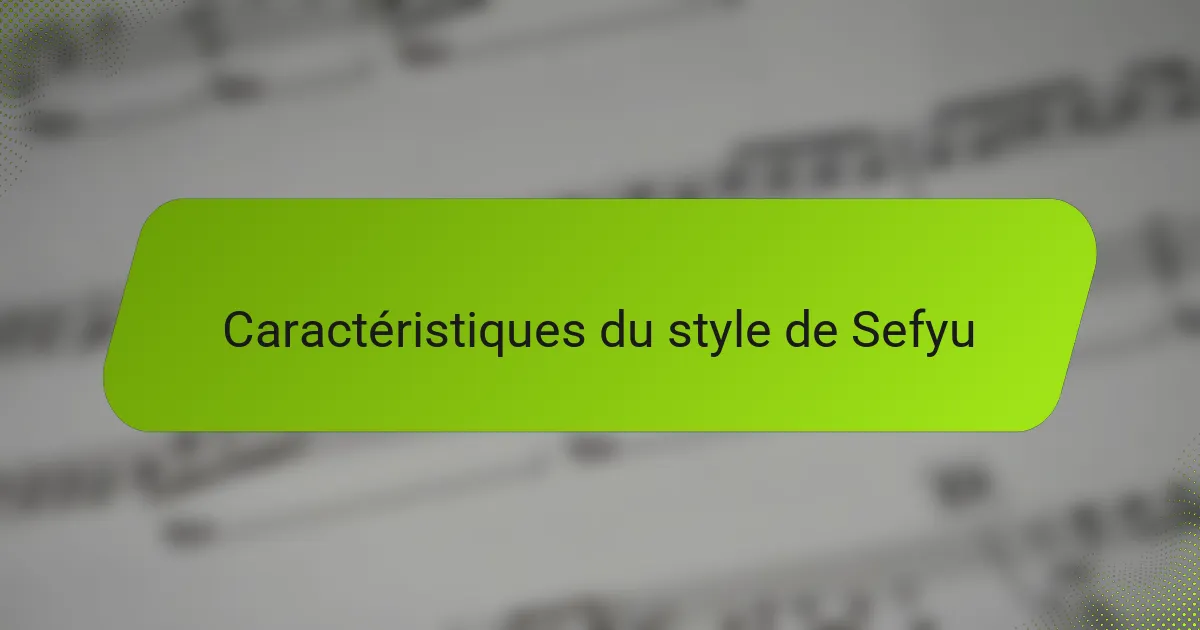 Caractéristiques du style de Sefyu