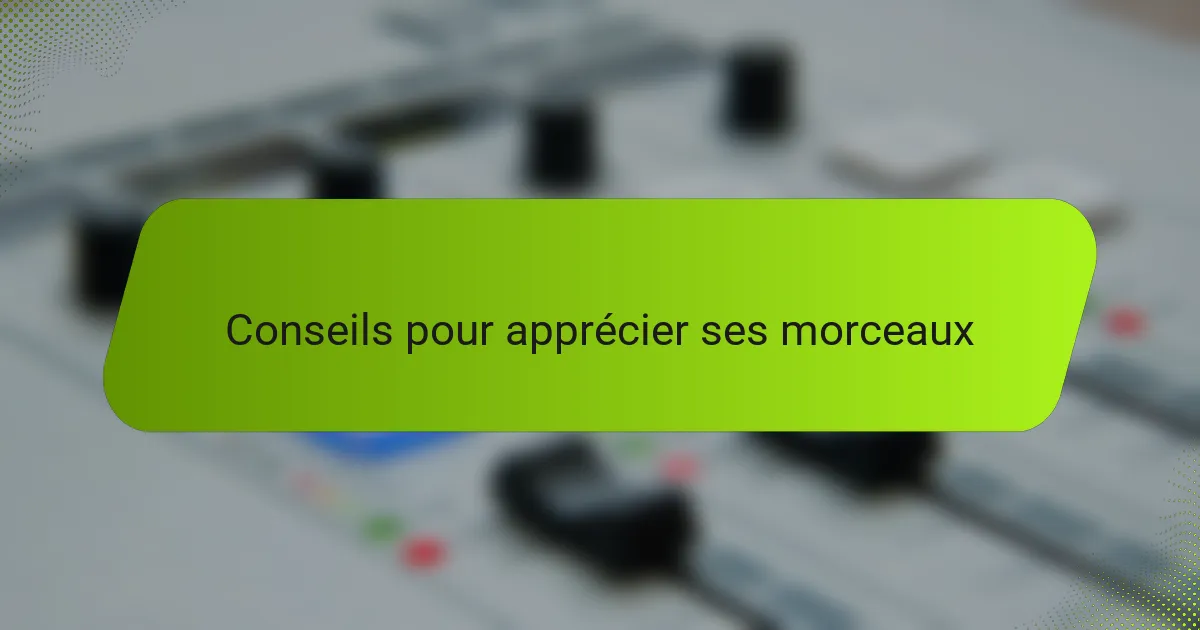 Conseils pour apprécier ses morceaux