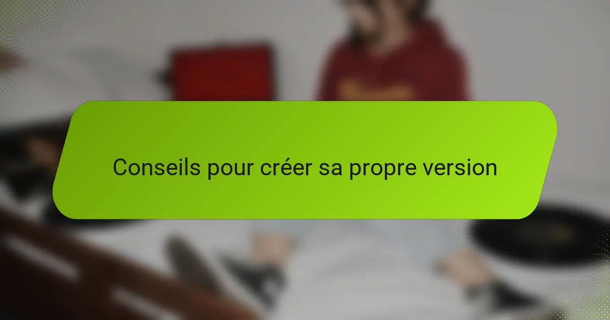 Conseils pour créer sa propre version