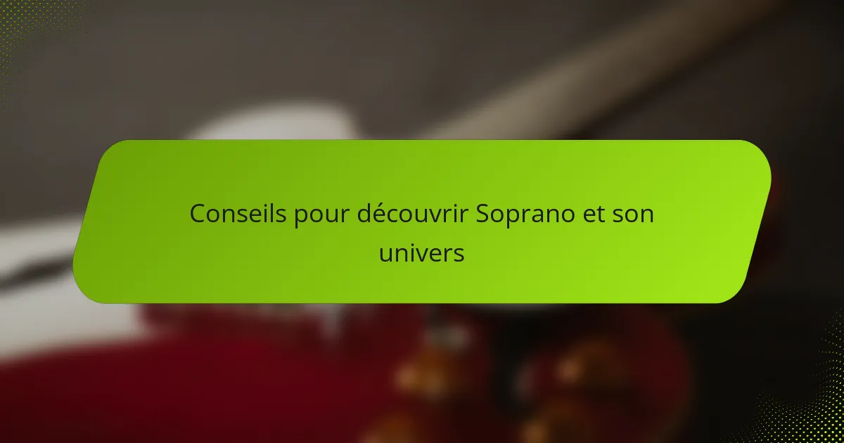 Conseils pour découvrir Soprano et son univers
