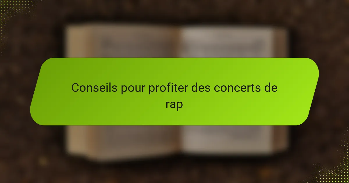 Conseils pour profiter des concerts de rap