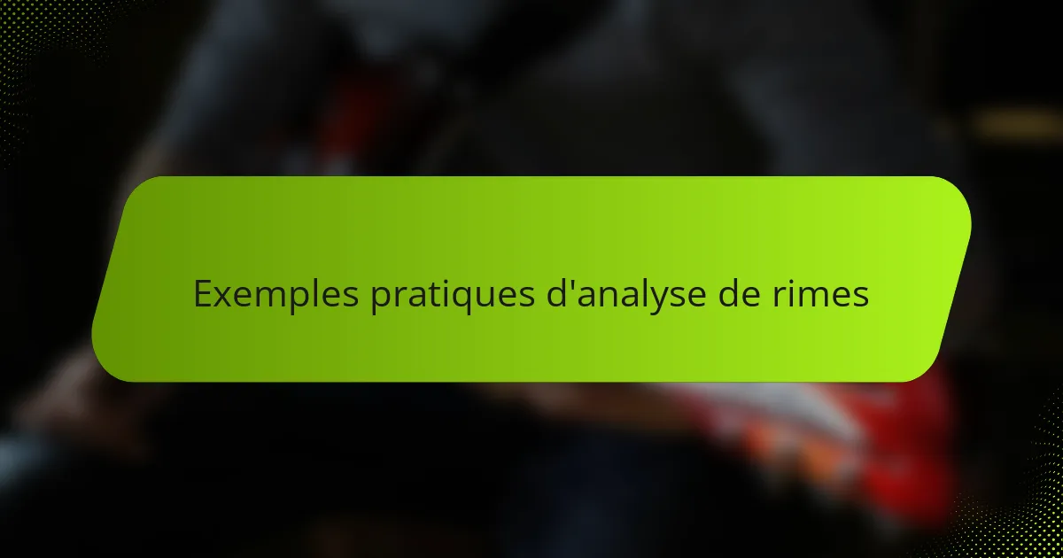 Exemples pratiques d'analyse de rimes