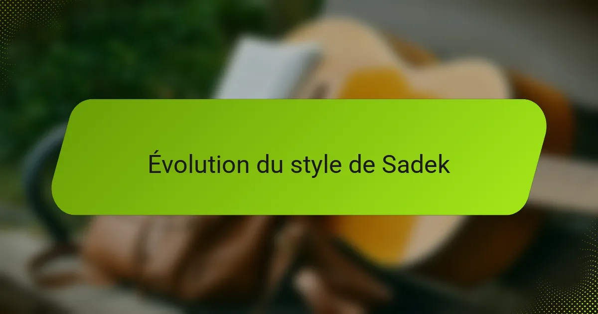 Évolution du style de Sadek