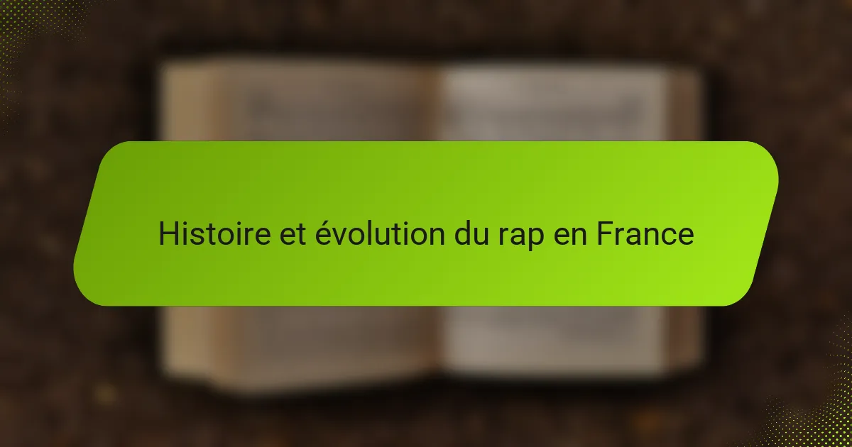 Histoire et évolution du rap en France