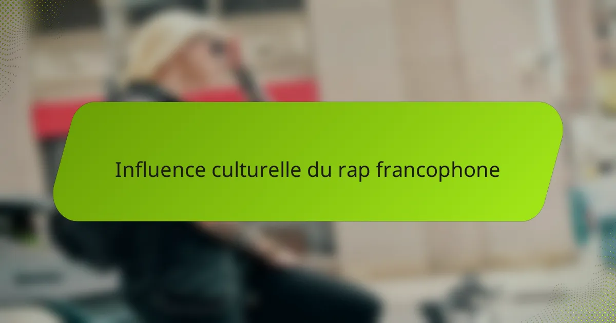 Influence culturelle du rap francophone