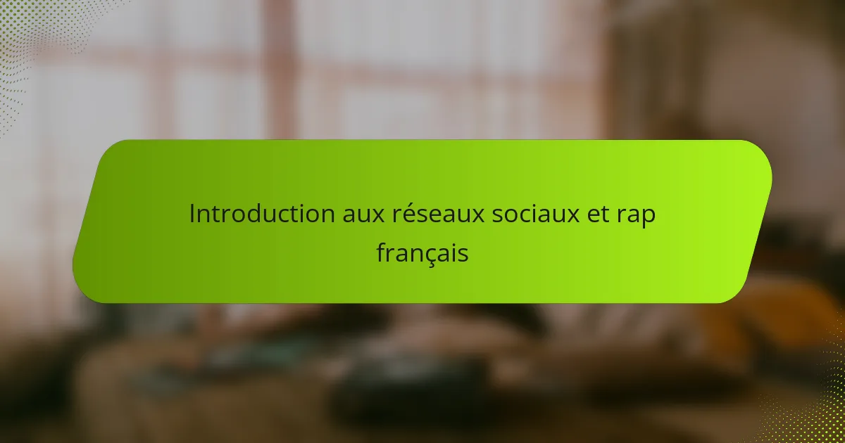 Introduction aux réseaux sociaux et rap français