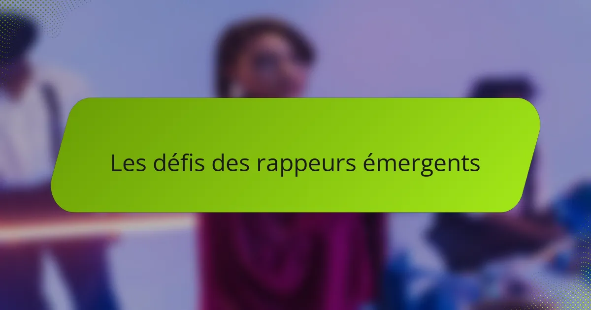 Les défis des rappeurs émergents