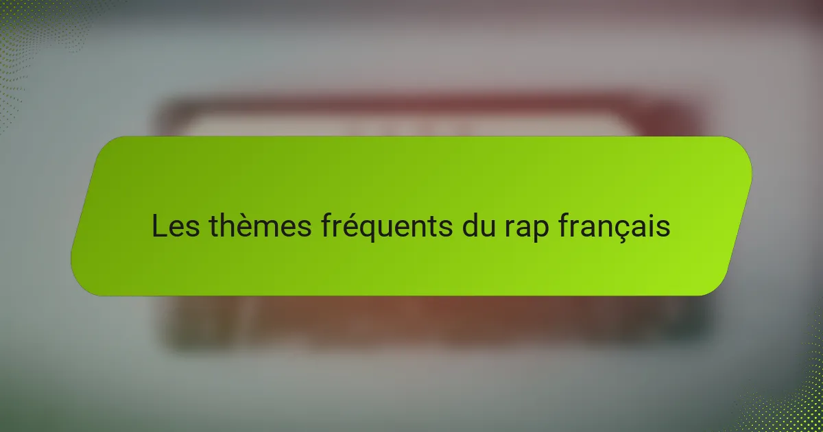 Les thèmes fréquents du rap français