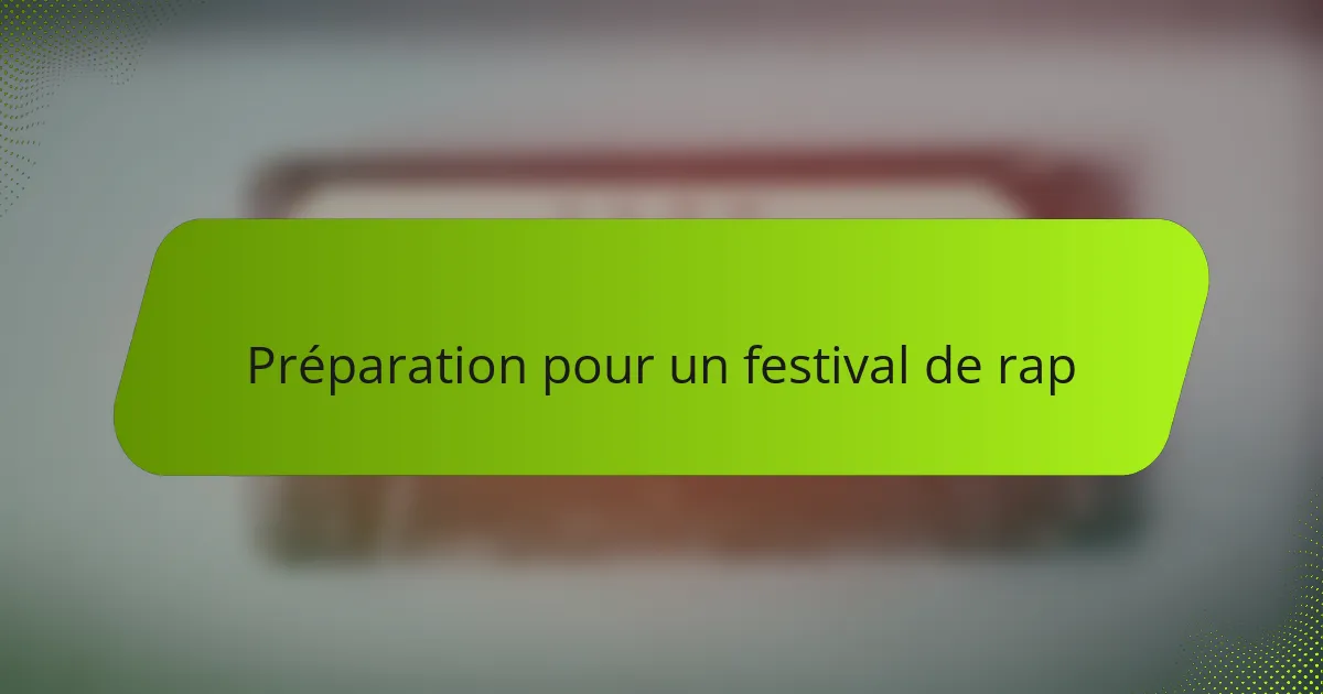 Préparation pour un festival de rap